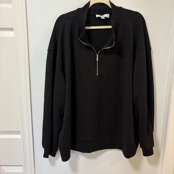MAGASCHONI 1/4 Zip Sweatshirt Black Plus Size 3X Modal Sweater Collar Soft Cozy - Picture 2 of 12